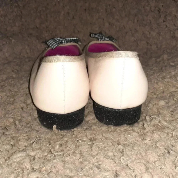 FERCA 81-ITALY-Nude Leather-Black Glitter Toe/Heel-Gingham Bow-Sz 37-Excellent - Picture 5 of 7